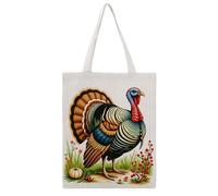 JDYANSHENG Bolsa de lona colorida con escena de cosecha otoñal de pavo, perfecta para picnic al aire libre, fiesta, compras, viajes, asas resistentes, regalo inspirado de 38 x 46 cm