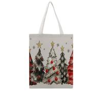 JDYANSHENG Bolsa de lona con adornos de árboles de Navidad, estrellas de nieve, perfecta para picnic al aire libre, fiesta, compras, viajes, asas resistentes, regalo inspirado de 38 x 46 cm