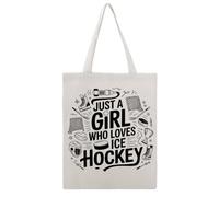 JDYANSHENG Bolsa de lona con diseño de chica de hockey sobre hielo, perfecta para picnic al aire libre, fiesta, compras, viajes, asas resistentes, regalo inspirado 38 x 46 cm