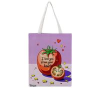 JDYANSHENG Bolsa de lona con diseño de corazón de tomate, estrellas y corazones, perfecta para picnic al aire libre, fiesta, compras, viajes, asas resistentes, regalo inspirado 38 x 46 cm