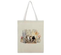 JDYANSHENG Bolsa de lona con diseño de gatos en el sofá con flores, perfecta para picnic al aire libre, fiesta, compras, viajes, asas resistentes, regalo inspirado de 38 x 46 cm
