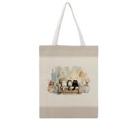 JDYANSHENG Bolsa de lona con diseño de gatos en el sofá con flores, perfecta para picnic al aire libre, fiesta, compras, viajes, ideal para asas resistentes, regalo inspirado de 38 x 46 cm