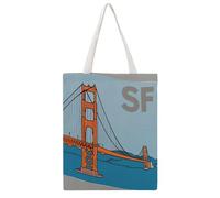 JDYANSHENG Bolsa de lona con impresión artística del puente de San Francisco, perfecta para picnic al aire libre, fiesta, compras, viajes, asas resistentes, regalo inspirado 38 x 46 cm