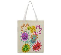 JDYANSHENG Bolsa de lona de microbios coloridos con sonrisas y pinchos, perfecta para picnic al aire libre, fiesta, compras, viajes, asas resistentes, regalo inspirado de 38 x 46 cm