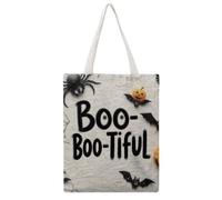 JDYANSHENG Boo Boo Tiful - Bolsa de lona para decoración de Halloween, perfecta para picnic al aire libre, fiesta, compras, viajes, asas resistentes, regalo inspirado 38 x 46 cm