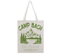 JDYANSHENG Camp Bach Mountain Lake Trees - Bolsa de lona perfecta para picnic al aire libre, fiesta, compras, viajes, asas resistentes, regalo inspirado 38 x 46 cm