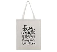 JDYANSHENG Dios Es Nuestro Amparo Y Fortaleza - Bolsa de lona perfecta para picnic al aire libre, fiesta, compras, viajes, asas resistentes, regalo inspirado 38 x 46 cm