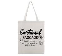 JDYANSHENG Emotional Baggage Just Kidding As If It Would All Fit In Here - Bolsa de lona perfecta para picnic al aire libre, fiesta, compras, viajes, asas resistentes, regalo inspirado 38 x 46 cm