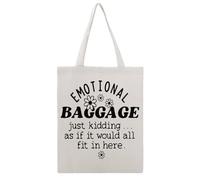 JDYANSHENG Equipaje emocional es broma como si todo encajara aquí. 1 bolsa de lona, perfecta para picnic al aire libre, fiesta, compras, viajes, ideal para asas resistentes, regalo inspirado de 38 x