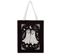 JDYANSHENG Ghost Couple - Bolsa de lona con diseño floral y estrellas nocturnas, perfecta para picnic al aire libre, fiesta, compras, viajes, asas resistentes, regalo inspirado 38 x 46 cm