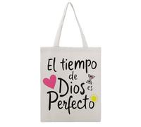 JDYANSHENG God's Time Is Perfect - Bolsa de lona perfecta para picnic al aire libre, fiesta, compras, viajes, asas resistentes, regalo inspirado 38 x 46 cm