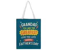 JDYANSHENG Grandad You Are The Greatest Love You Lots Happy Father's Day - Bolsa de lona perfecta para picnic al aire libre, fiesta, compras, viajes, asas resistentes, regalo inspirado 38 x 46 cm