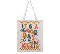 JDYANSHENG It's A Good Day To Make Music - Bolsa de lona perfecta para picnic al aire libre, fiesta, compras, viajes, asas resistentes, regalo inspirado de 38 x 46 cm