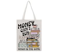JDYANSHENG Money Cant Buy Happiness But It Can Buy Books which is the same Canvas Tote Bag, Perfect for Outdoor Picnic Party, Shopping, Travel Ideal, Sturdy Handles,Inspired Gift 38x46cm