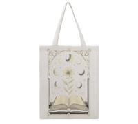 JDYANSHENG Moon Phases - Bolsa de lona con diseño de estrellas y flores, perfecta para picnic al aire libre, fiesta, compras, viajes, asas resistentes, regalo inspirado 38 x 46 cm