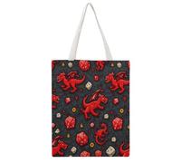 JDYANSHENG Red Dragon Dice Stars Magic Bolsa de lona, perfecta para picnic al aire libre, fiesta, compras, viajes, asas resistentes, regalo inspirado 38 x 46 cm