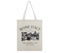 JDYANSHENG Rome Italy - Bolsa de lona con paisaje de puente de la ciudad eterna, perfecta para picnic al aire libre, fiesta, compras, viajes, asas resistentes, regalo inspirado 38 x 46 cm