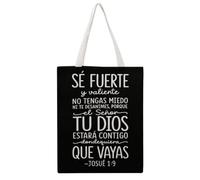 JDYANSHENG Sé Fuerte Y Valiente No Tengas Miedo Ni Te Desanimes Porque Bolsa de lona, perfecta para picnic al aire libre, fiesta, compras, viajes, ideal para asas resistentes, regalo inspirado 38 x 46