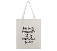 JDYANSHENG The Best Relative Is The Crazy Aunt - Bolsa de lona perfecta para picnic al aire libre, fiesta, compras, viajes, asas resistentes, regalo inspirado 38 x 46 cm