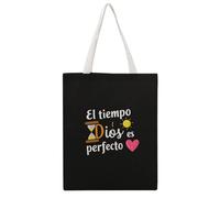 JDYANSHENG The Time God Is Perfect - Bolsa de lona perfecta para picnic al aire libre, fiesta, compras, viajes, asas resistentes, regalo inspirado 38 x 46 cm