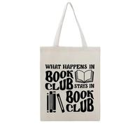 JDYANSHENG What Happens In Book Club Stays In Book Club, bolsa de lona perfecta para picnic al aire libre, fiesta, compras, viajes, asas resistentes, regalo inspirado 38 x 46 cm