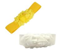 JDYaoYing 2 cinturones elásticos de doble flor para mujer, elásticos, anchos y gruesos, para vestido, Amarillo y blanco, talla única