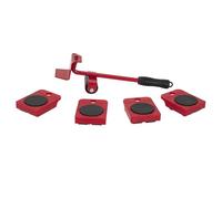 JE CHERCHE UNE IDEE - DI8744, Kit de Transporte para Muebles, 5 Piezas con Patines Antideslizantes y Palanca Ergonómica, Ideal para Mudanzas, Dimensiones 9 x 9 x 35 cm, Rojo - Negro
