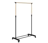 JE CHERCHE UNE IDEE - RG0082, Perchero Efecto Madera con Ruedas, Diseño Elegante y Práctico para Almacenamiento de Ropa y Accesorios, Negro, 80x160x43 cm