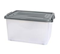 JE CHERCHE UNE IDEE - RG5874 Caja de Almacenamiento con Ruedas 35L en Plástico Semi-Transparente, Tapa con Clips, 47x33,5x25,7 cm, Organización Ideal, 35L
