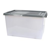 JE CHERCHE UNE IDEE - RG5877 Caja de Almacenamiento con Ruedas de Plástico Semitransparente - Diseñada para Organización Fácil - 75 litros - Dimensiones 60 x 42 x 35 cm - Color Gris
