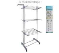 JE CHERCHE UNE IDEE UNA Idea, RG3071, Tendedero de Ropa de 3 Pisos de 16m, Ideal para lavaderos y Exteriores, fácil de Plegar, Estable y versátil, de Secado rápido, Gris/Blanco, tamaño estándar