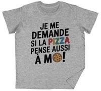 Je Me Demande Si La Pizza Pense Aussi À Moi Grey Kids Unisex T-Shirt tee