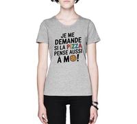 Je Me Demande Si La Pizza Pense Aussi À Moi Grey Women's T-Shirt tee