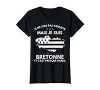 Je Ne Suis Pas Parfaite Mais Je Suis Bretonne Bretaña Camiseta gráfica económica, Mujer, Negro, XS