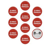 Je Parle Français Pin de botón - Habla francesa I Speak French Pinback redondo (1 pulgada, 10 unidades), Plástico, Sin gemas.