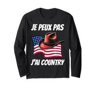 Je Peux Pas J'Ai Danse Country | Drapeau USA Chapeau Cowboy Manga Larga