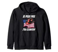 Je Peux Pas J'Ai Danse Country | Drapeau USA Chapeau Cowboy Sudadera con Capucha