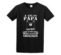 Je Suis Un Papa Ours Plus Grognon Comme Normal Mais Graphic tee Unisex 100% Cotton Short-Sleeve T-Shirts Black S