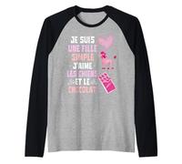 Je Suis UNE Fille Simple J'aime Les Chiens et le Chocolat Camiseta Manga Raglan