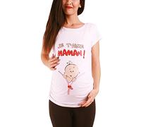 Je T'Aime Maman - Moda premamá Divertida y Dulce/Camiseta premamá Sudadera con Estampado Durante el Embarazo, Manga Corta (Blanco, Medium)