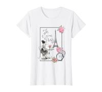 Je T'Aime Paris Café Romántico con Torre Eiffel Bicicleta Camiseta gráfica económica, Mujer, Blanco, XS