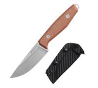 JEABROTHER 14c28n Steel fixed Blade Knife con kydex sheath, EDC outdoor camping survival hunting fruit knife (Punta de mango marrón)