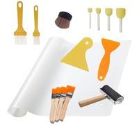 Jealaper Juego de Herramientas de Decoupage de 15 Piezas con Pinceles, Brocha de Espuma, Rodillo, Raspador y Tapete para Proyectos de Arte y Manualidades DIY.