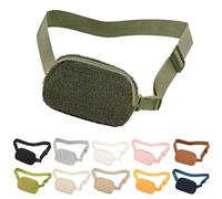 jealkip Mini riñonera de forro polar con correa ajustable, riñonera pequeña de sherpa para entrenamiento, correr, viajar, senderismo, Caqui Verde