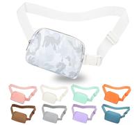 jealkip Riñonera cruzada para mujeres y hombres, riñonera para senderismo, riñonera con correa ajustable, riñonera para correr, entrenamiento, deportes, viajes, Camuflaje blanco, 9.44 x 5.51 x 1.57