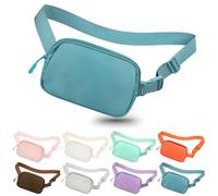 jealkip Riñonera cruzada para mujeres y hombres, riñonera para senderismo, riñonera con correa ajustable, riñonera para correr, entrenamiento, deportes, viajes, Azul pálido, Riñonera de moda