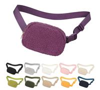 jealkip Riñonera de forro polar con correa ajustable para mujeres y hombres, riñonera cruzada, riñonera para senderismo, entrenamiento, deportes, viajes, Púrpura claro, Riñonera de forro polar