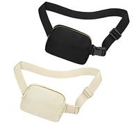 jealkip Riñonera para correr para mujeres y hombres, bolsa cruzada con correa ajustable para senderismo, entrenamiento, deportes, viajes, negro+caqui, Universal