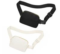 jealkip Riñonera para correr para mujeres y hombres, bolsa cruzada con correa ajustable para senderismo, entrenamiento, deportes, viajes, Negro y blanco desteñido., Universal