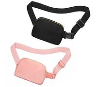 jealkip Riñonera para correr para mujeres y hombres, bolsa cruzada con correa ajustable para senderismo, entrenamiento, deportes, viajes, Negro+Rosa Oscuro, Universal